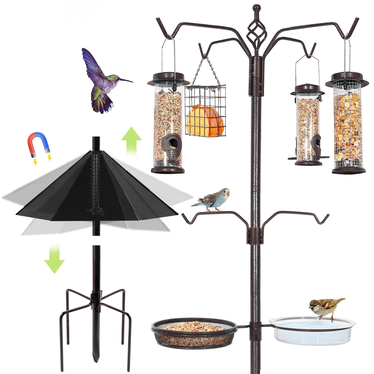 YINGYM front view of assembled feeding station showing stability and multiple feeders