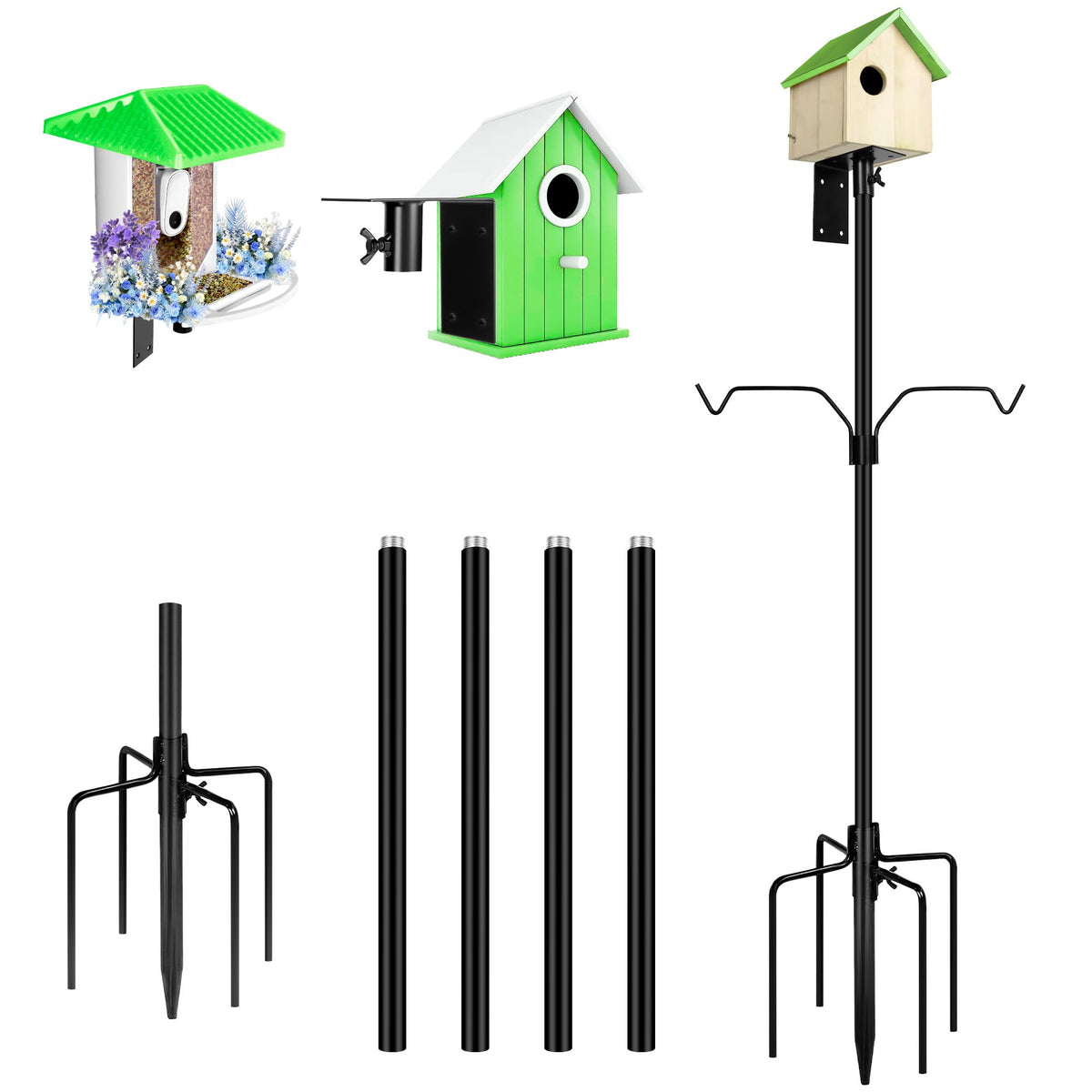 YINGYM front view of assembled pole kit showing stable outdoor setup