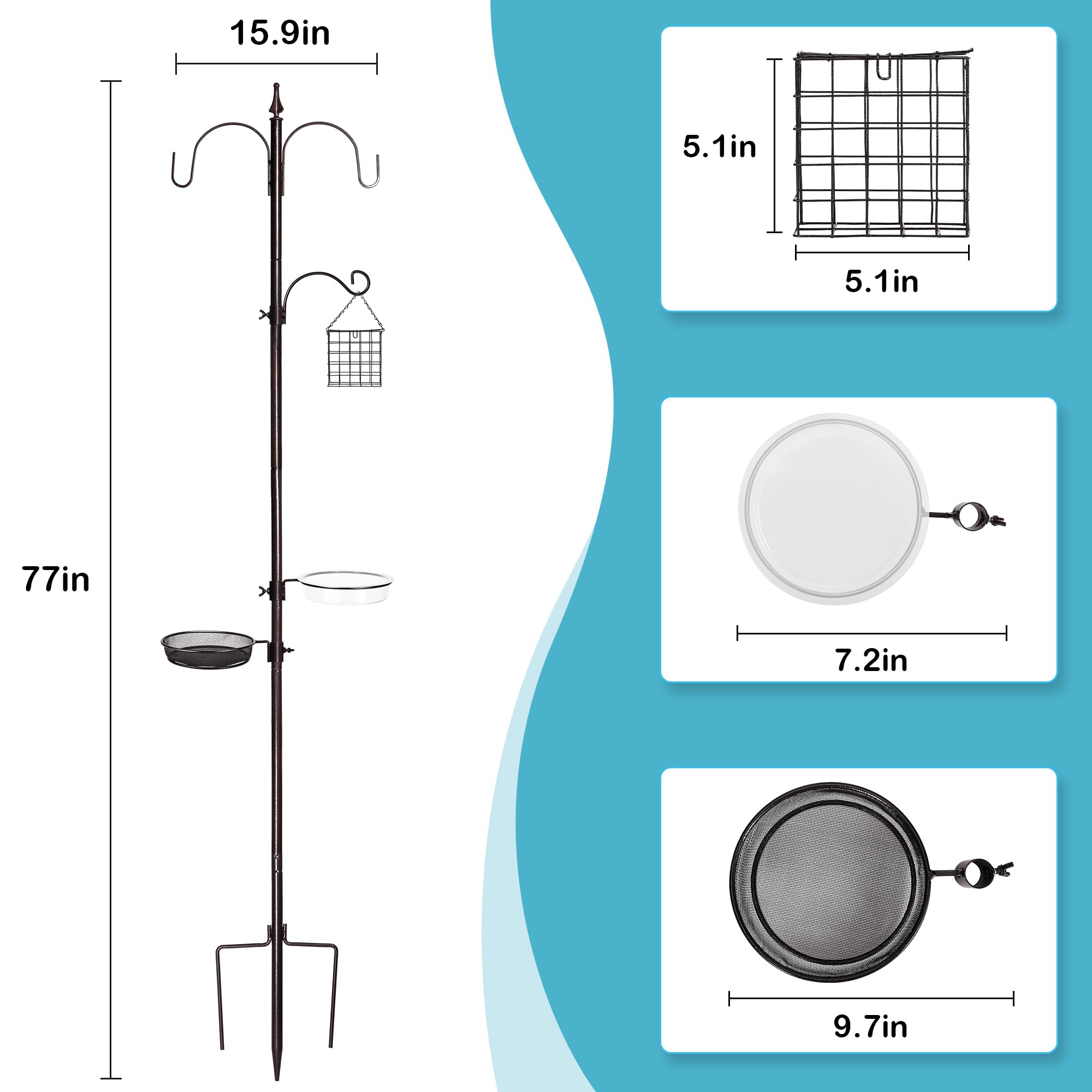 YINGYM close-up of large top hooks and middle hook for versatile feeder hanging and balance