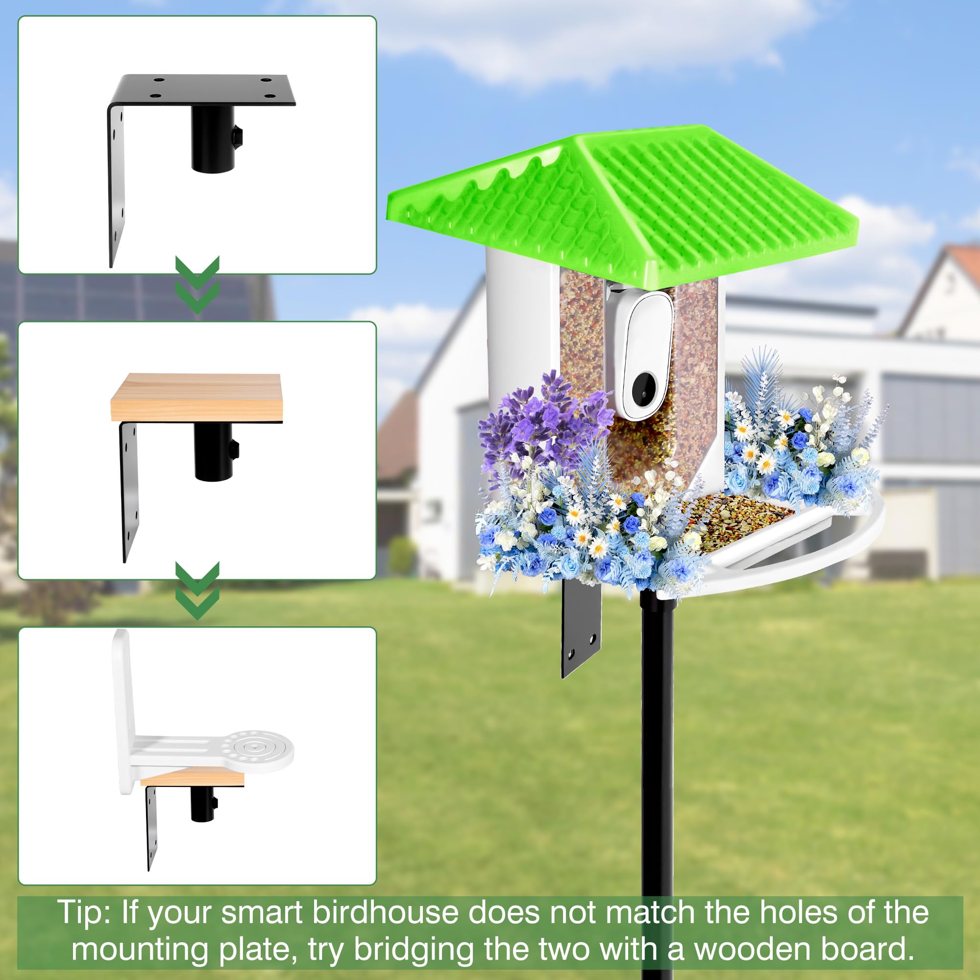 YINGYM installed in garden with feeders attracting birds to yard