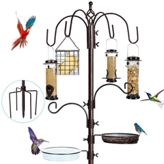 YINGYM poste completo frontal mostrando los 6 ganchos y accesorios para aves