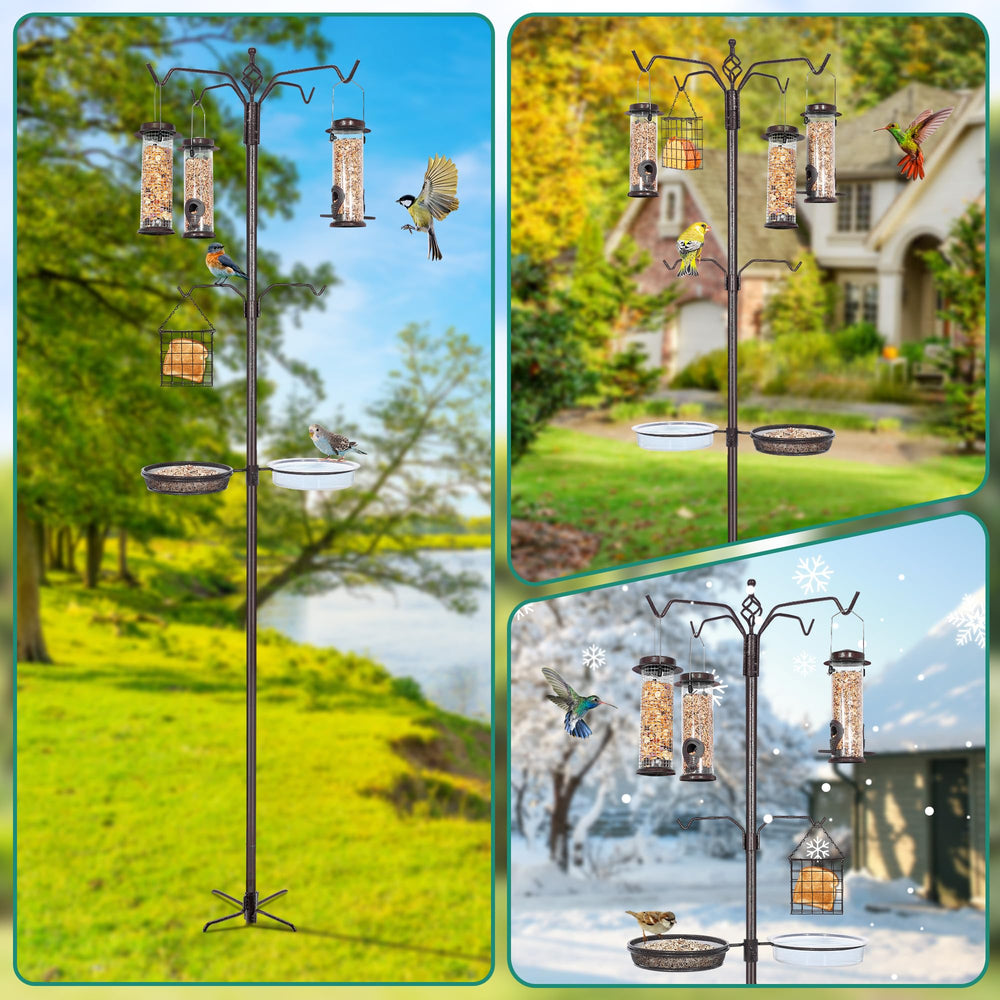 YINGYM suet feeder and tube feeders demonstrating varied food options