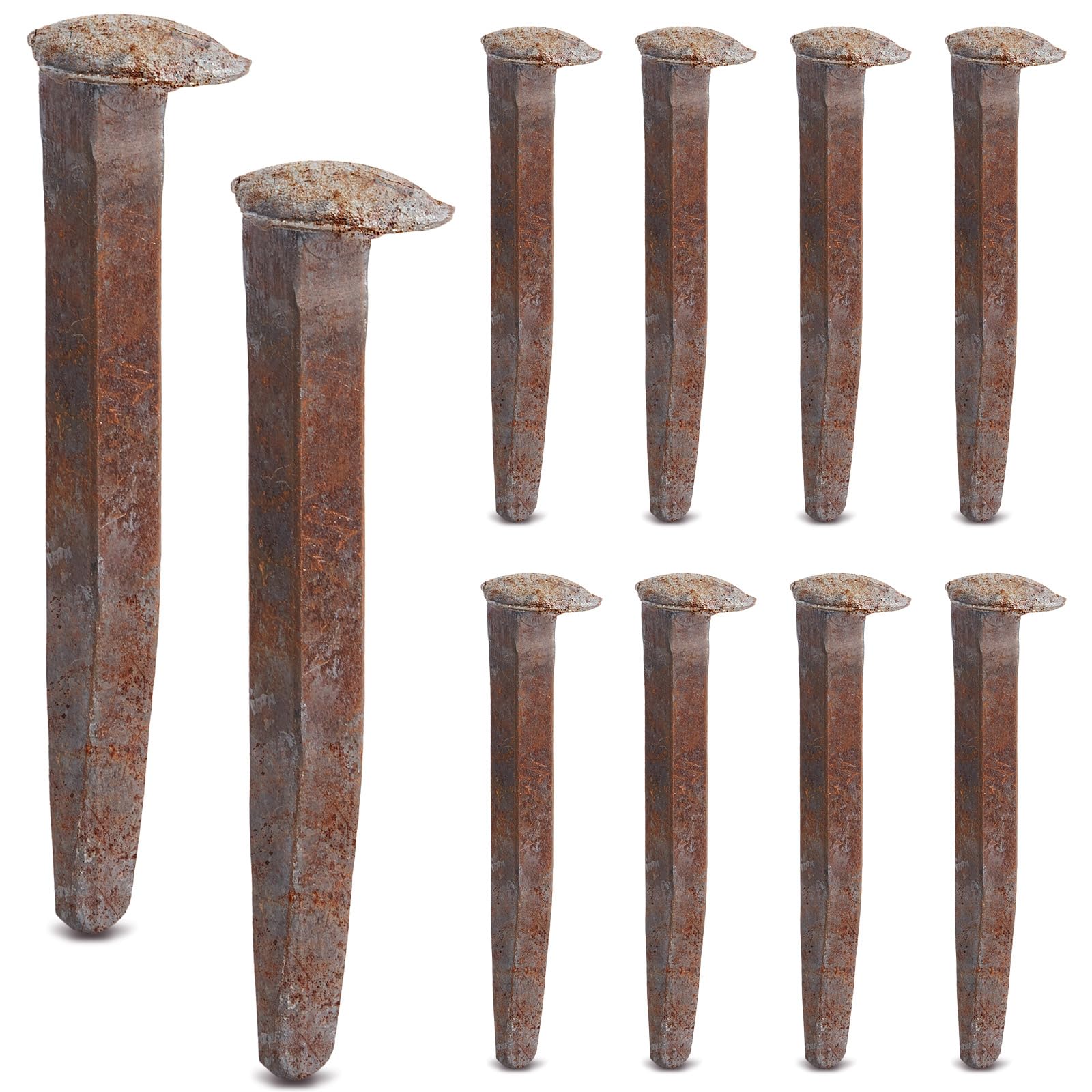Yinkin front view of ten rust-red spikes showing pack and vintage appeal, useful for décor