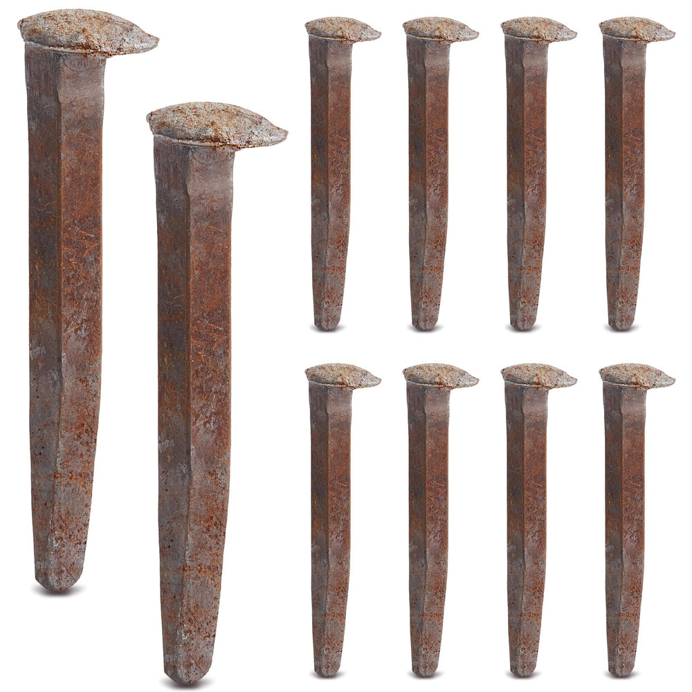Yinkin front view of ten rust-red spikes showing pack and vintage appeal, useful for décor