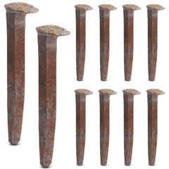 Yinkin front view of ten rust-red spikes showing pack and vintage appeal, useful for décor