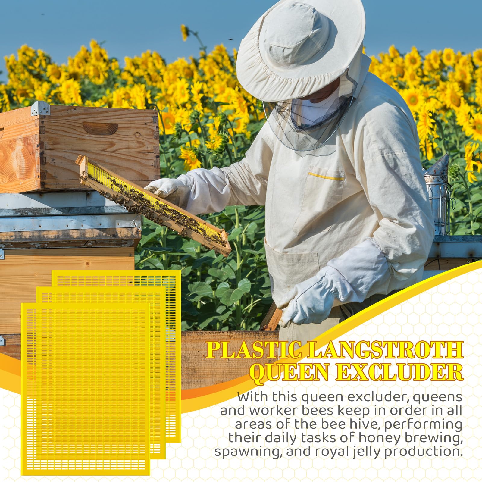 Yinkin in use with a beekeeper handling a hive demonstrating faster honey harvest benefit
