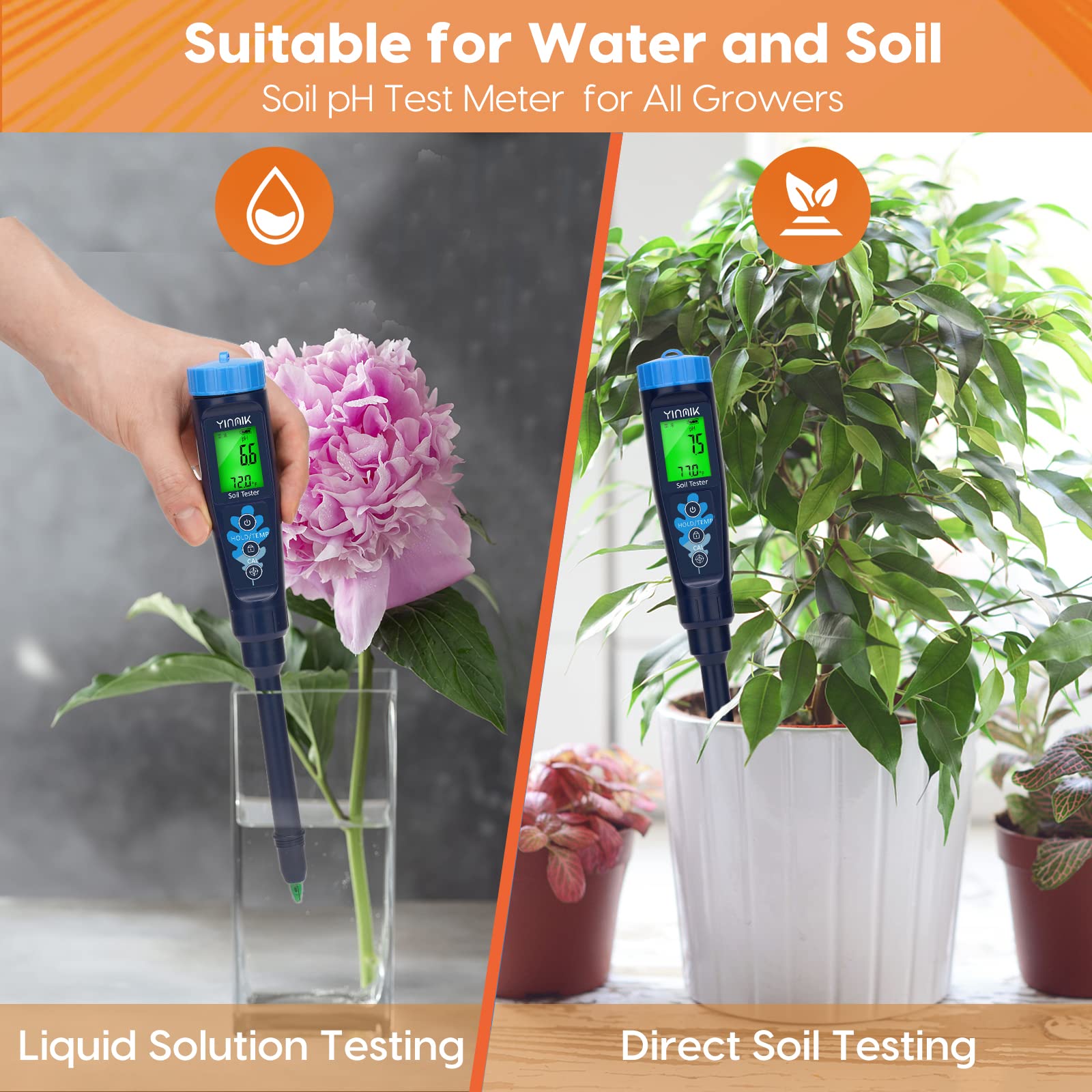 YINMIK testing hydroponic solution with dibber removed for liquid measurement