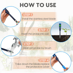 YINMIK meter inserted in potted plant demonstrating fast on-site pH readings