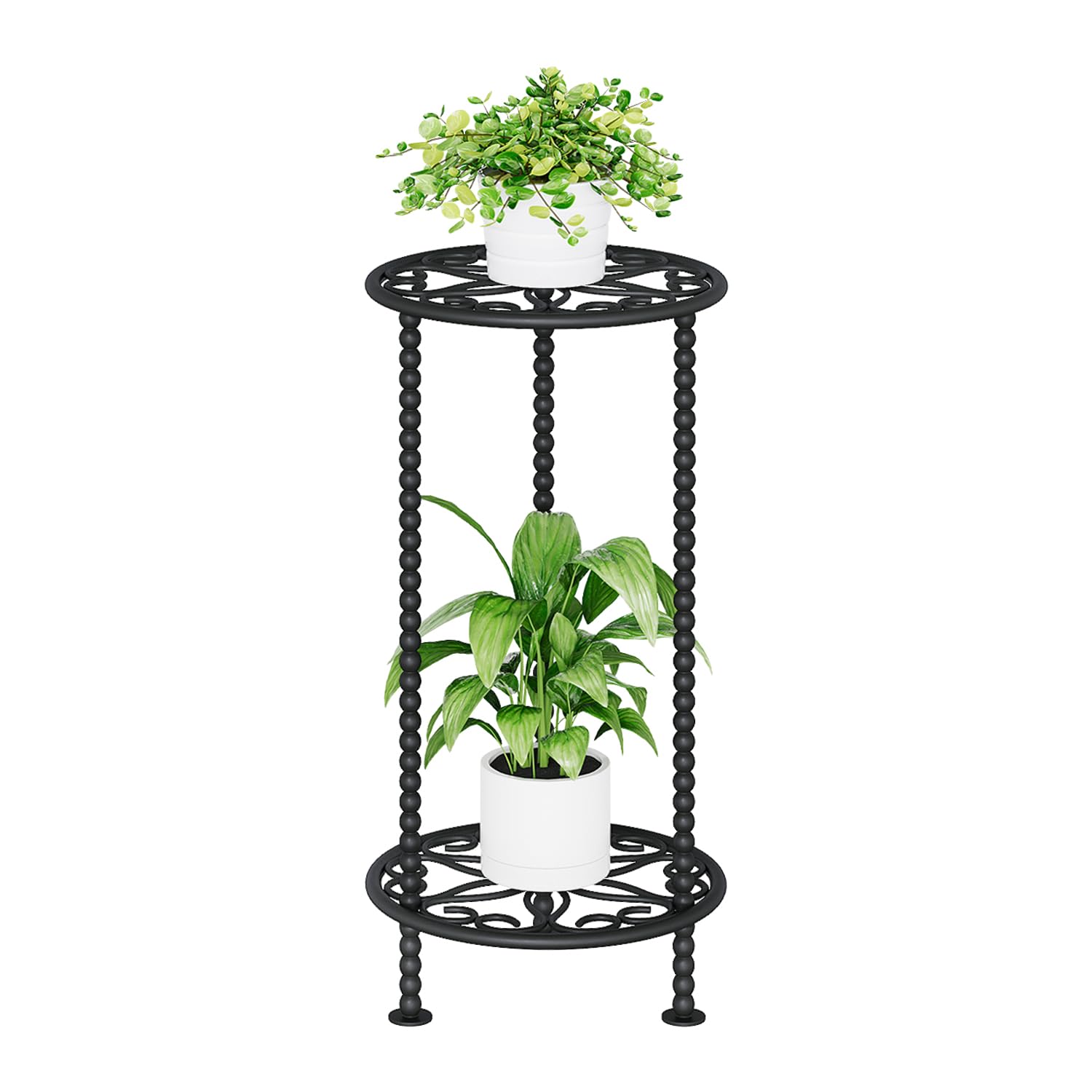 YINMIT front view of two-tier plant stand showing compact footprint and elegant style