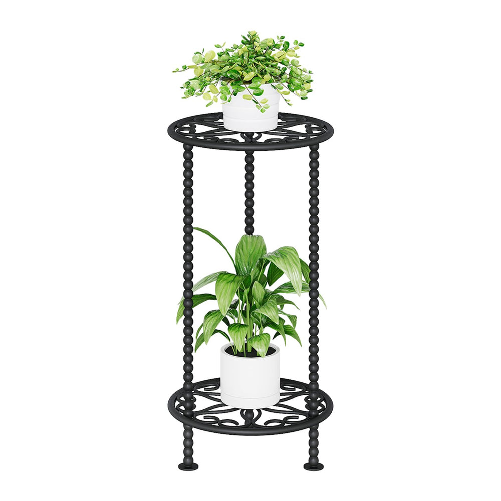YINMIT front view of two-tier plant stand showing compact footprint and elegant style