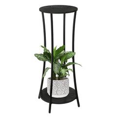 YINMIT front view of round plant stand showing tidy two-tier display and modern look