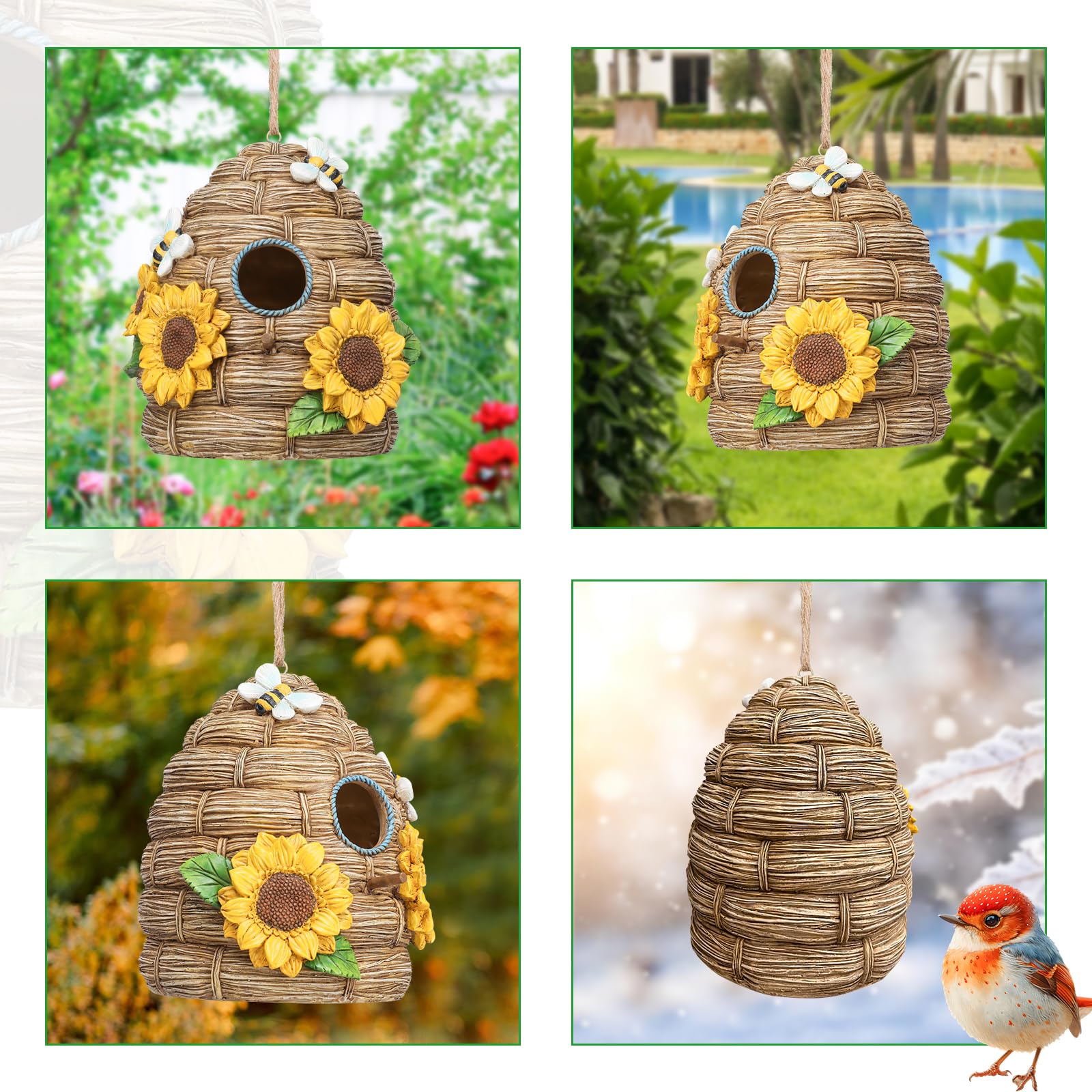Yinns bird house in a garden setting adding decorative charm and wildlife habitat