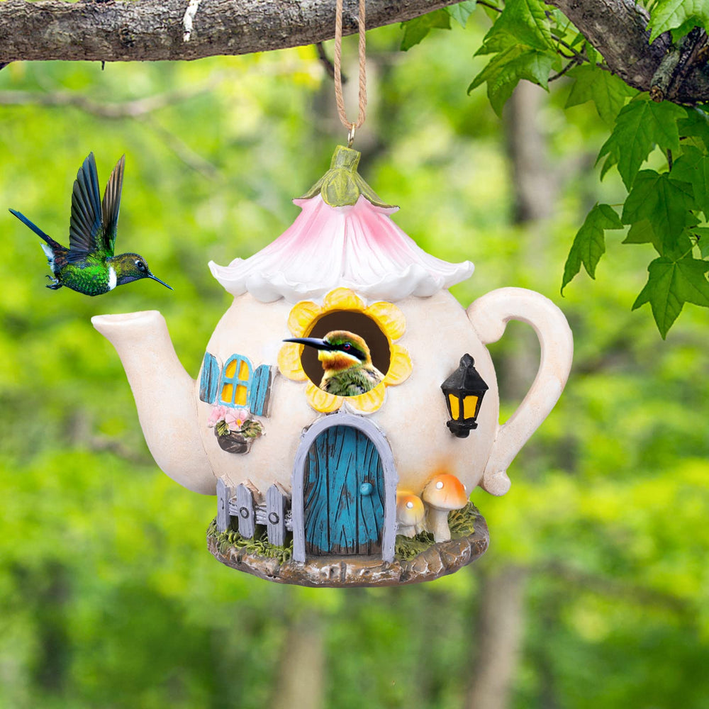 Yinns bird house close-up detail highlighting sculpted features and durable finish
