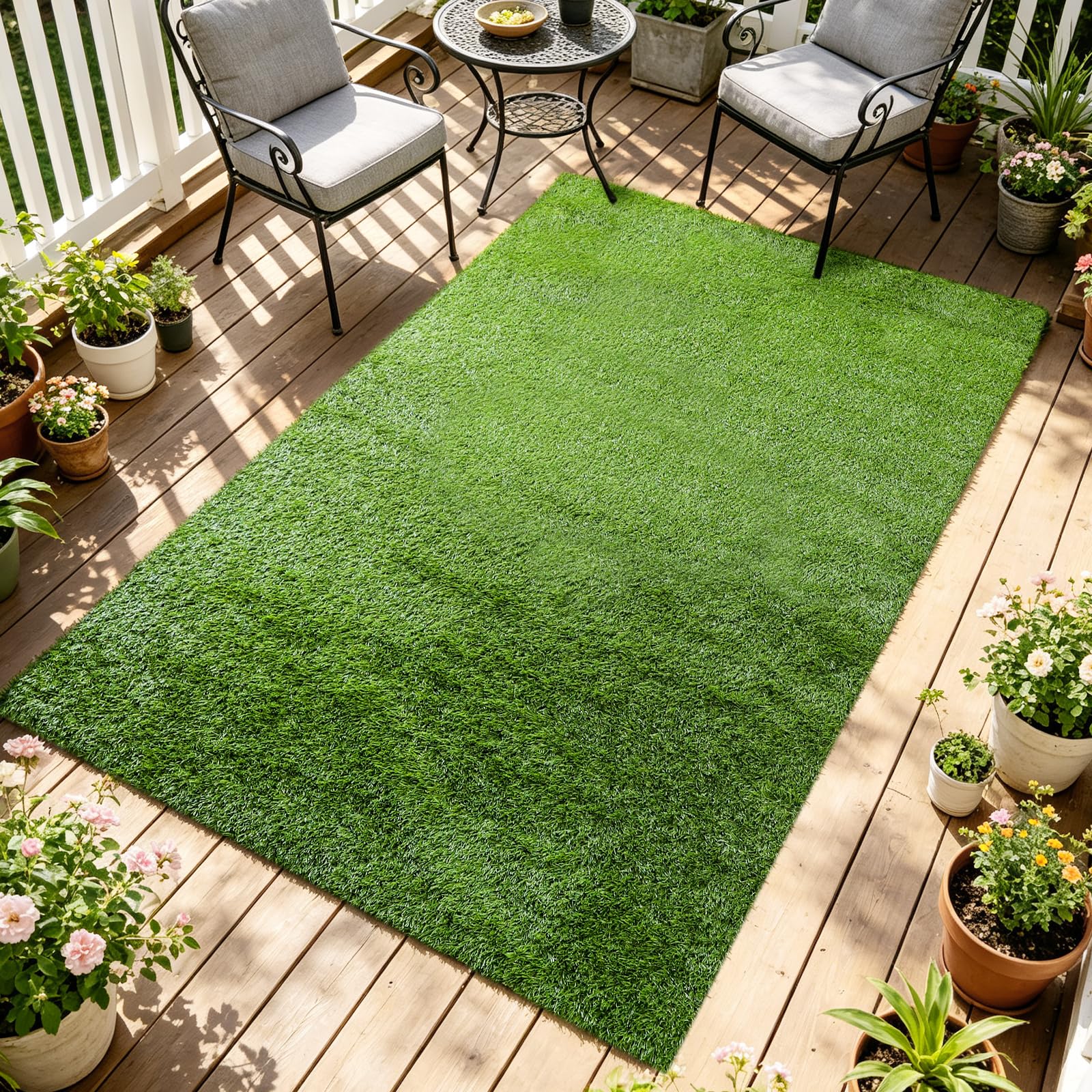 Yinoos front view of 3x5 ft turf mat shows lush appearance and curb appeal
