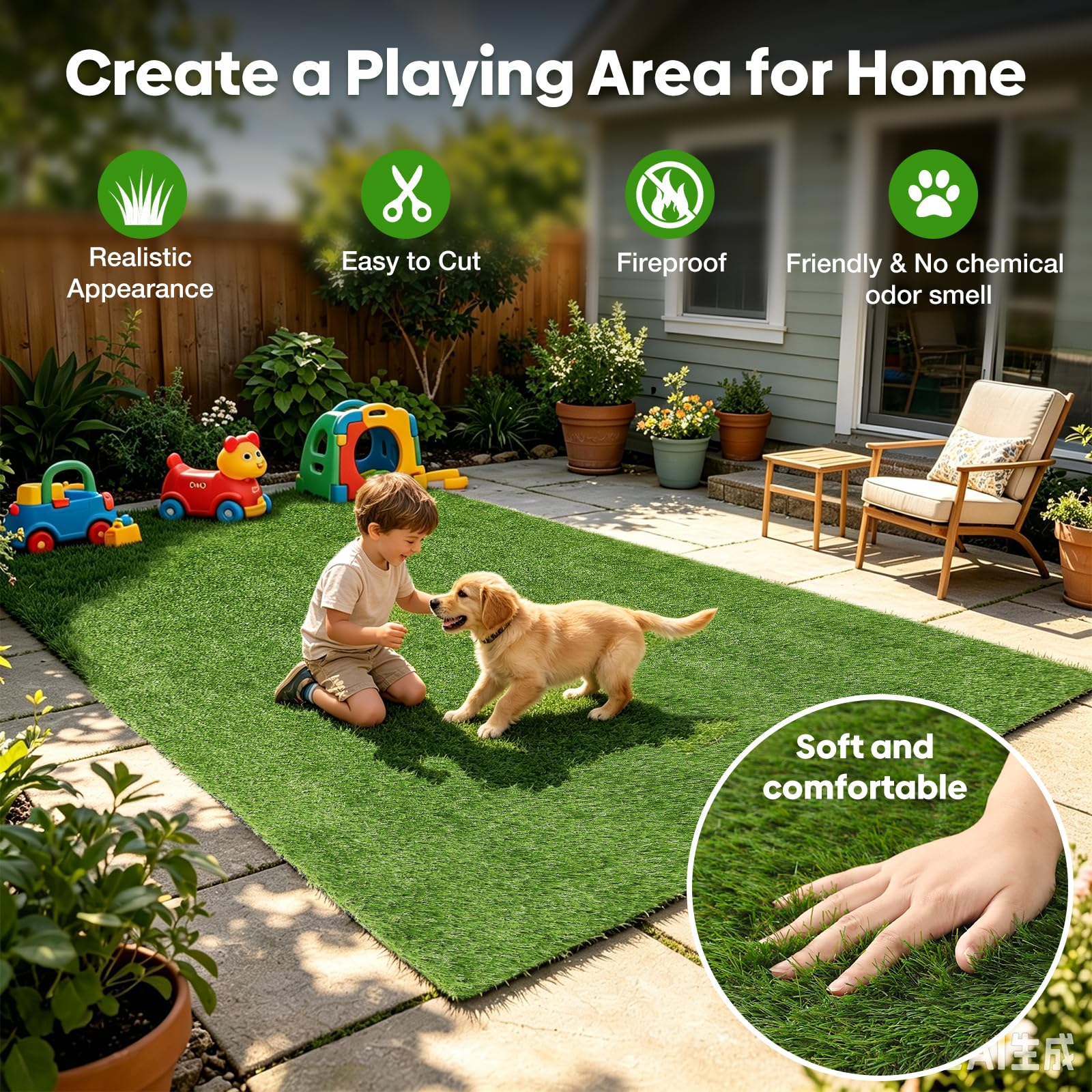 Yinoos patio installed lifestyle displays tidy green space and easy setup
