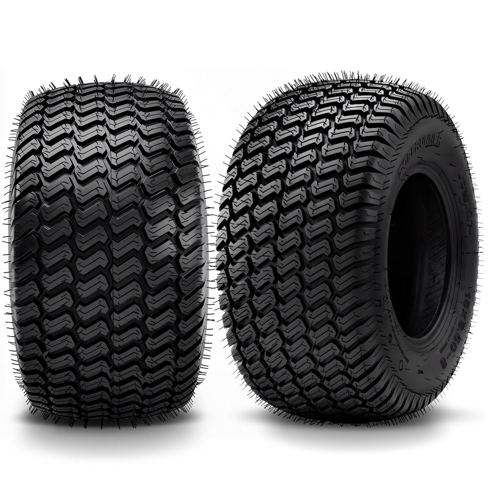 YINTATECH front profile of 18x8.5-8 tire showing stable stance and improved traction