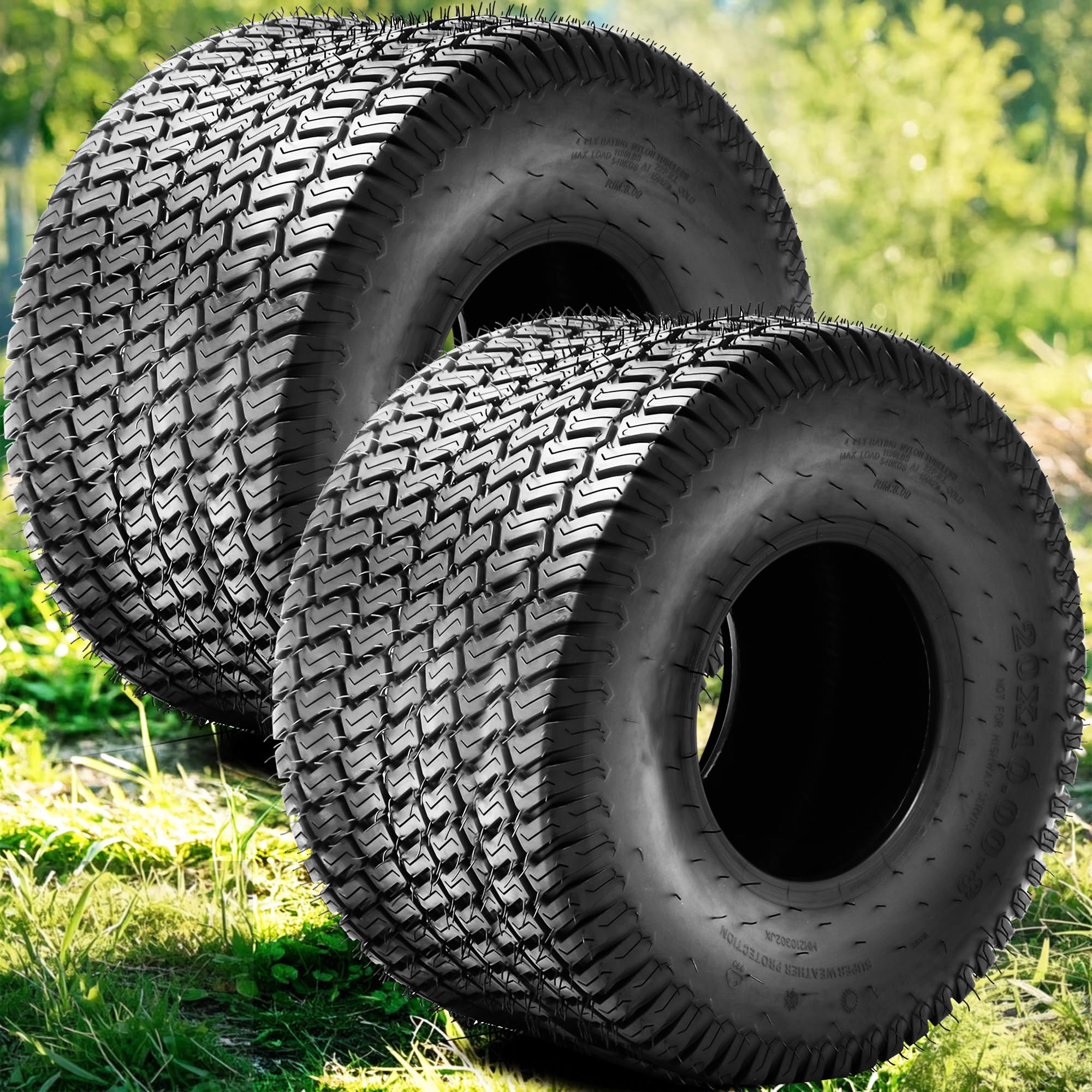 YINTATECH front view of 20x10-8 turf tire showing tread for stable grip