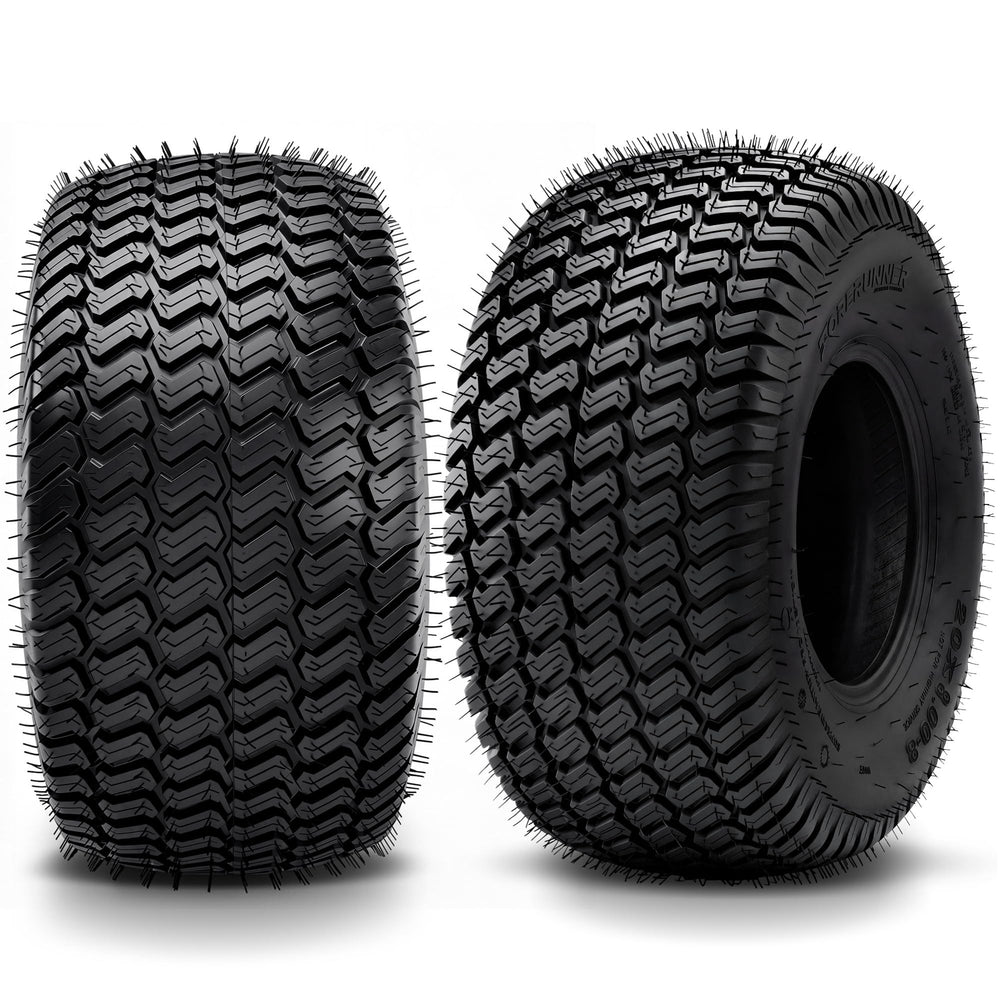 YINTATECH front view of 20x8.00-8 tires showing uniform tread and durable build benefit