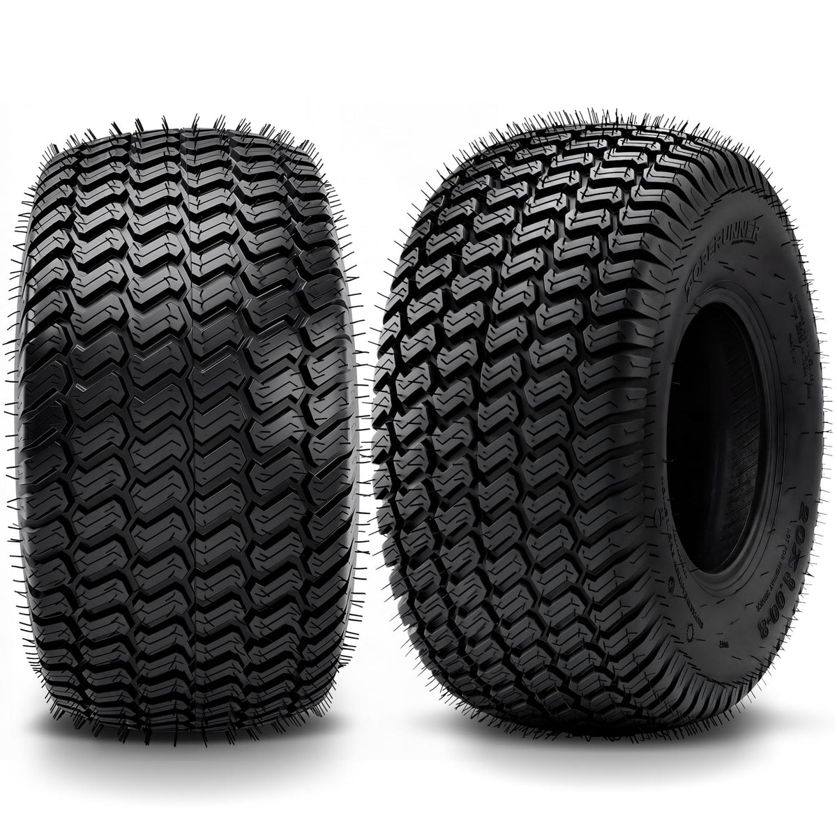 YINTATECH front view of 20x8.00-8 tires showing uniform tread and durable build benefit