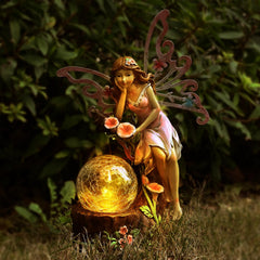 Yiosax cracked-glass globe closeup displaying LED effect and decorative glow