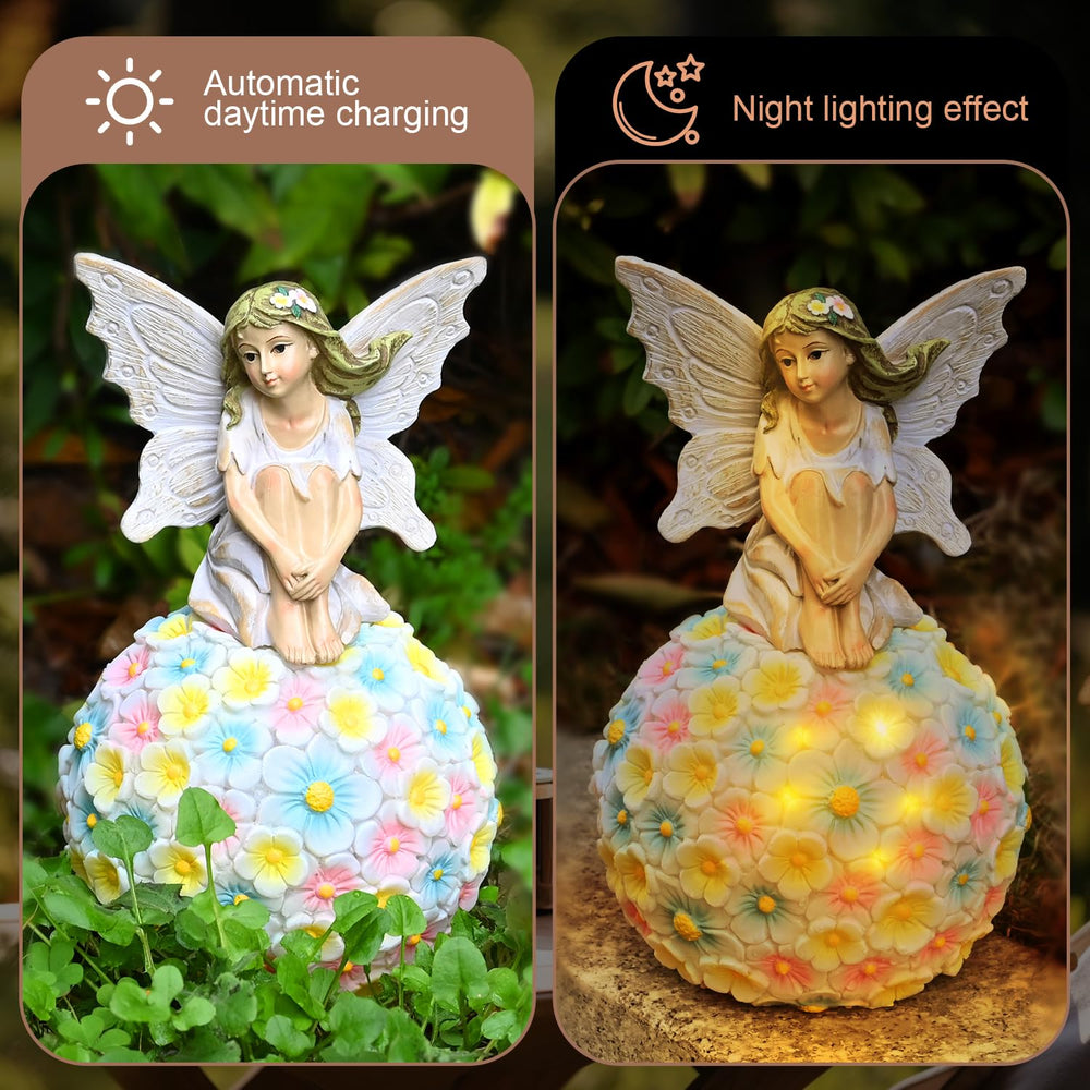 Yiosax fairy glowing at night, provides soft ambient lighting for pathways