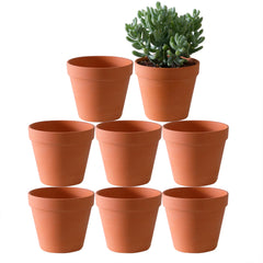 Yishang front view of eight terracotta pots, neutral decor appeal