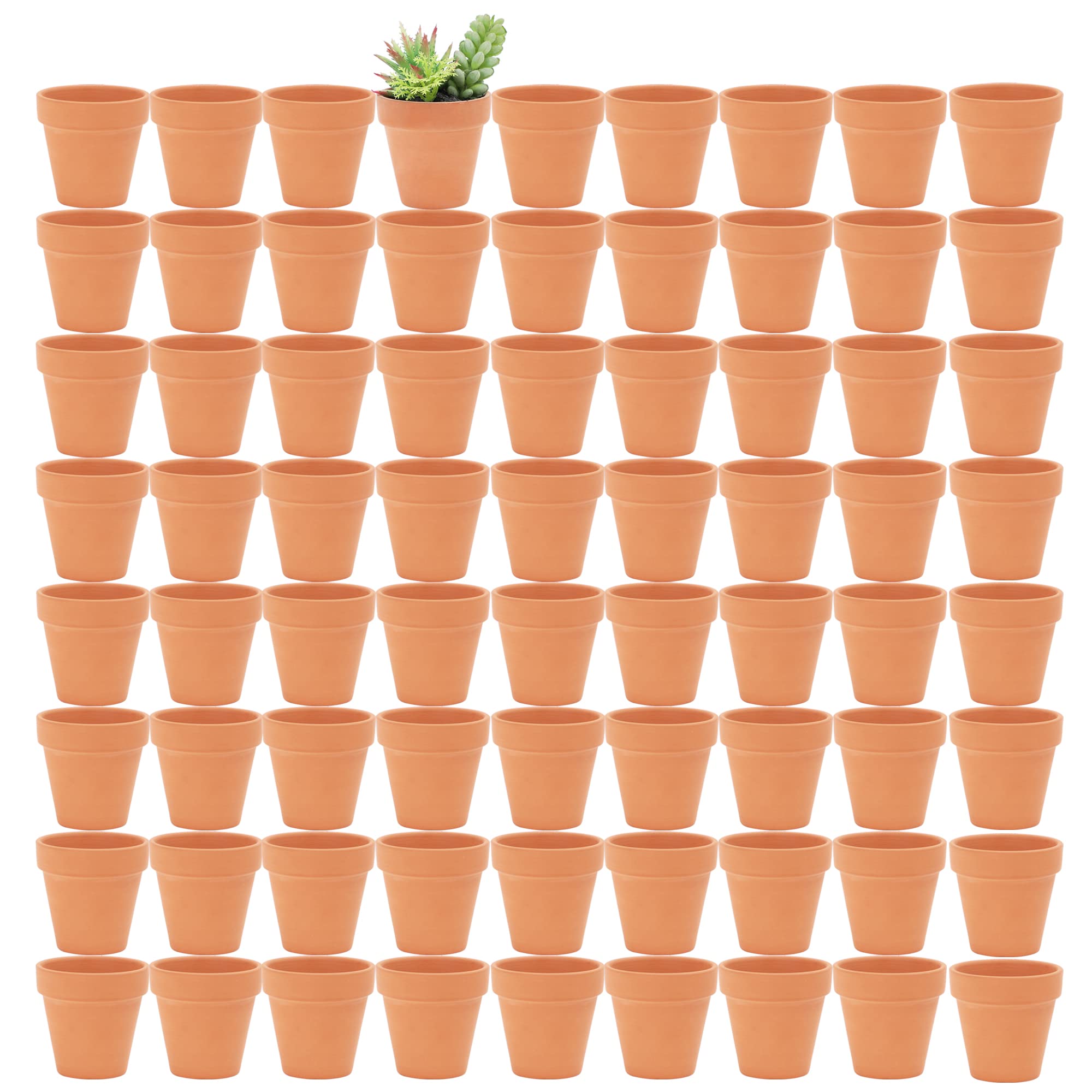 Yishang front view of 72-pack terracotta pots showing quantity and warm tone, ideal for bulk projects