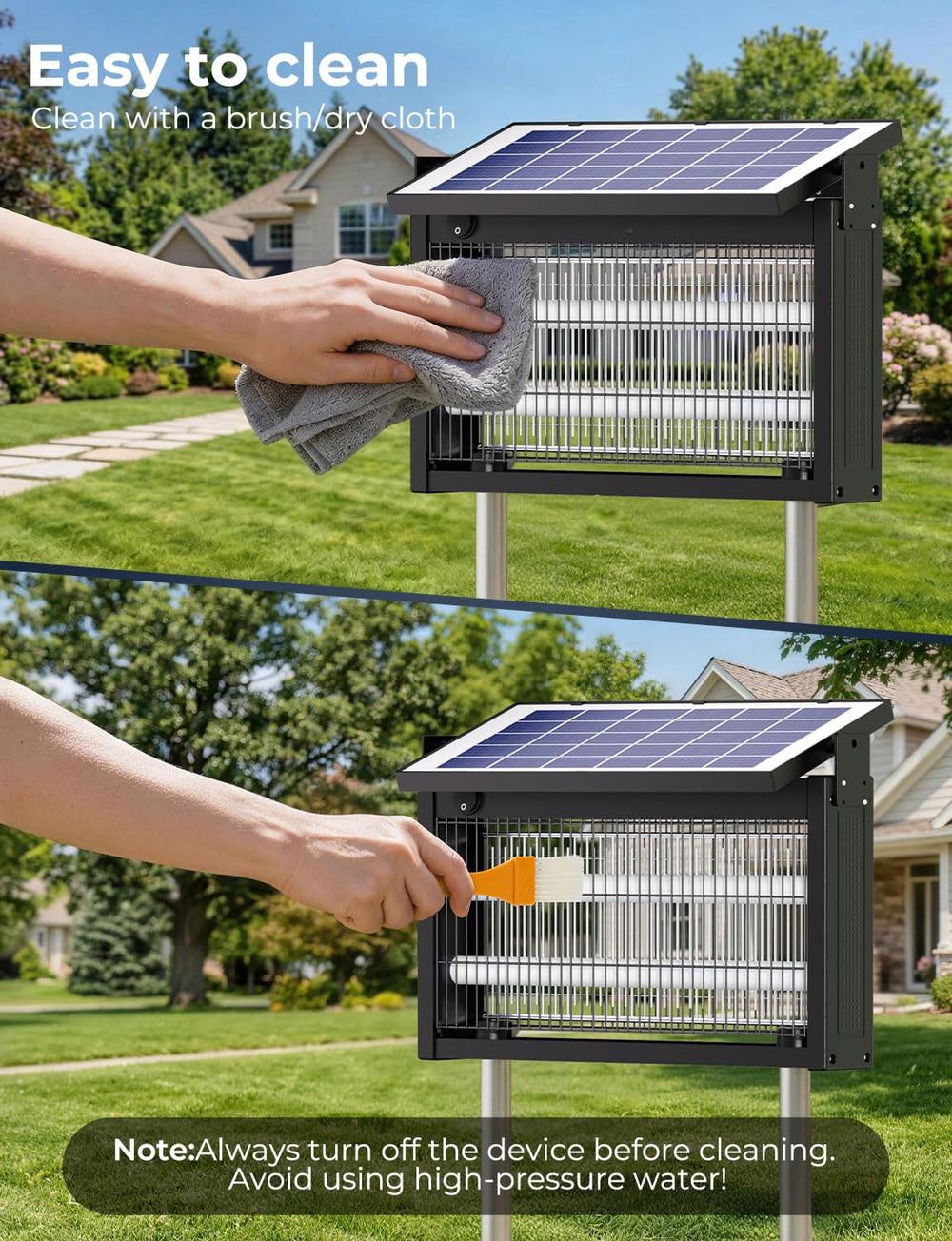 YISSVIC packaging contents laid out showing included solar panel and chain