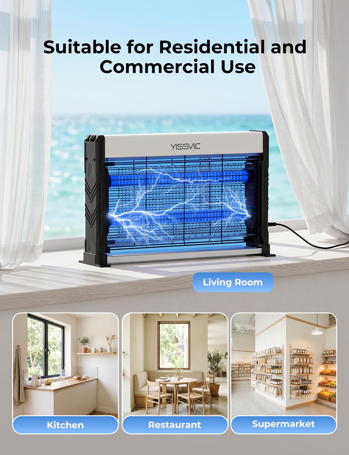 YISSVIC power cord length demo with 6.6ft cord for flexible outlet placement