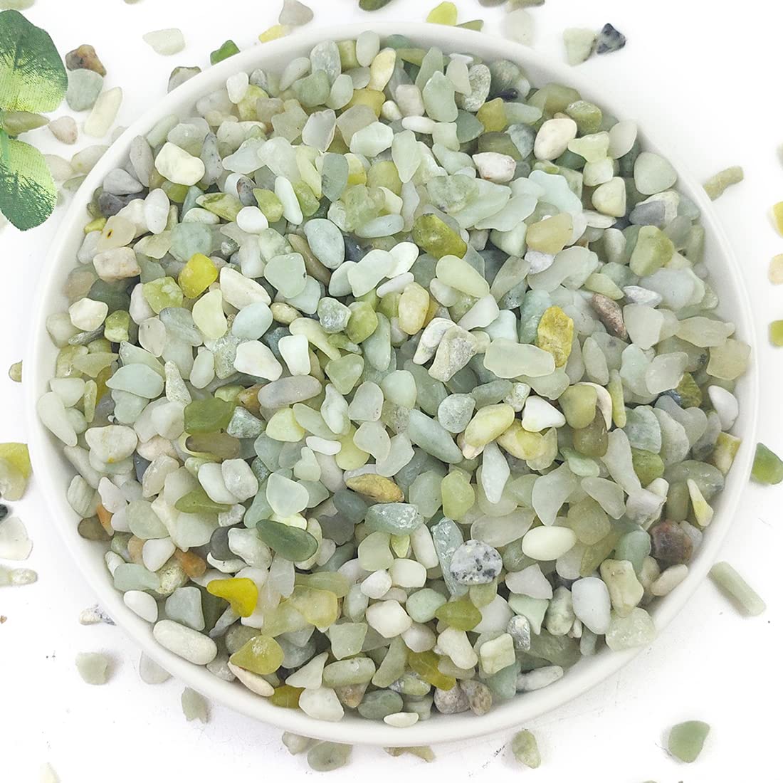 YISZM front of bag showing 10lb jade pebbles and clear benefit of quantity