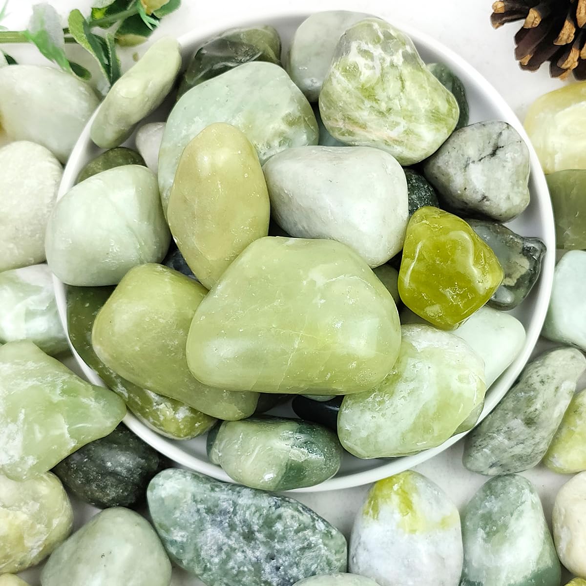 YISZM front view of 10lbs bag showing natural jade pebbles and brand
