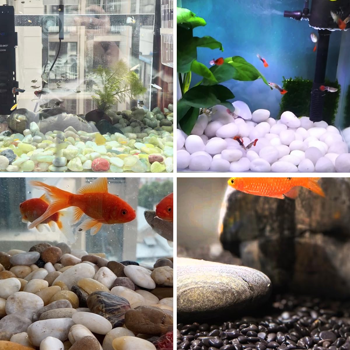 YISZM washed pebbles under water showing clean luster and safe use