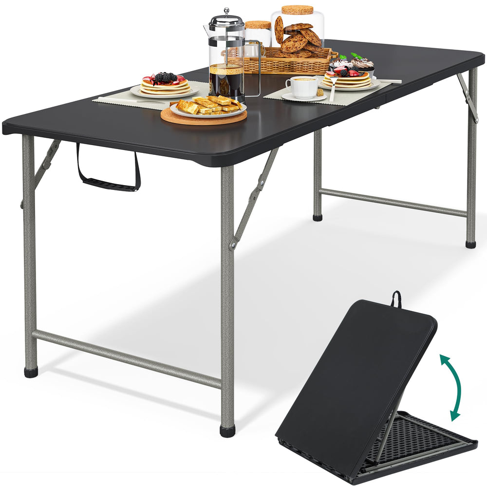 YITAHOME front view of 6ft folding table showing stable surface and capacity