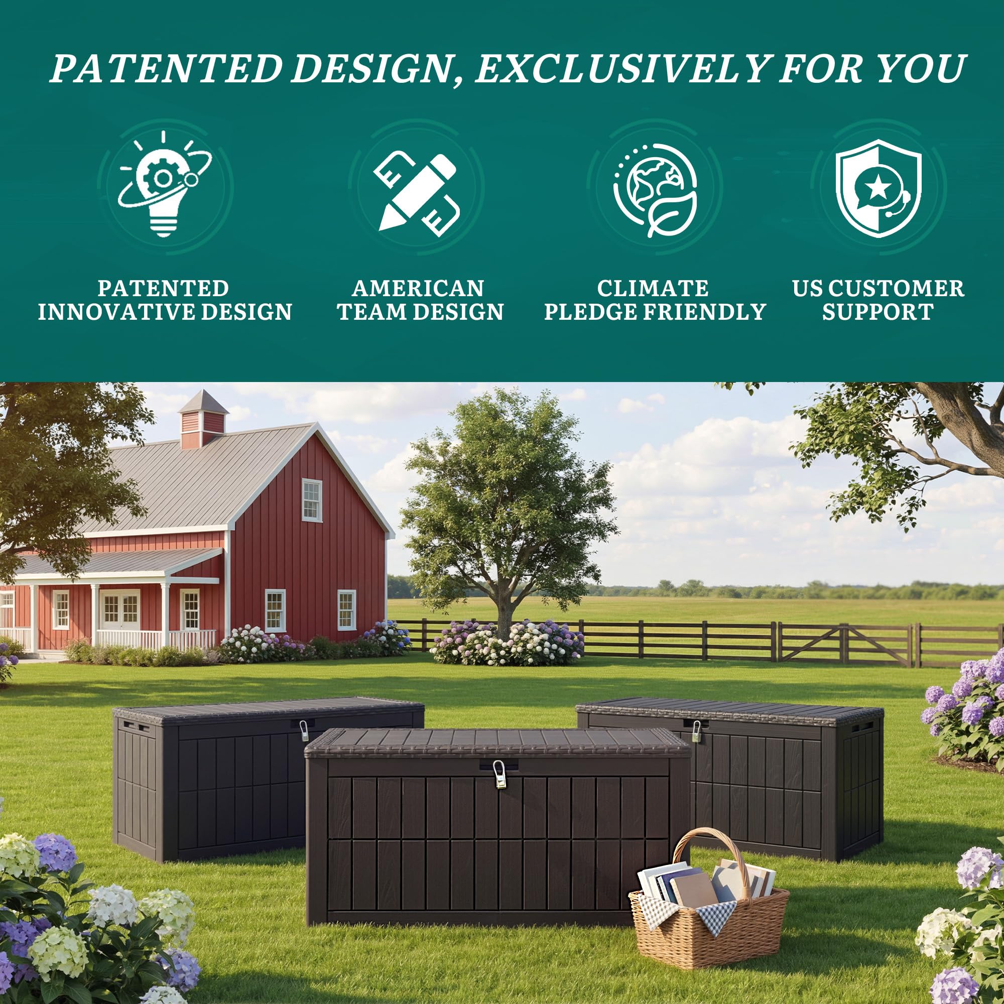 YITAHOME assembled on patio lifestyle scene highlighting low-maintenance outdoor storage benefit