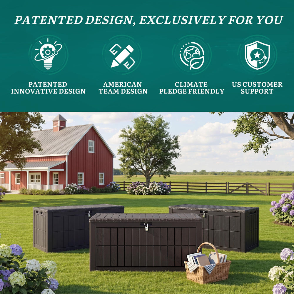 YITAHOME assembled on patio lifestyle scene highlighting low-maintenance outdoor storage benefit