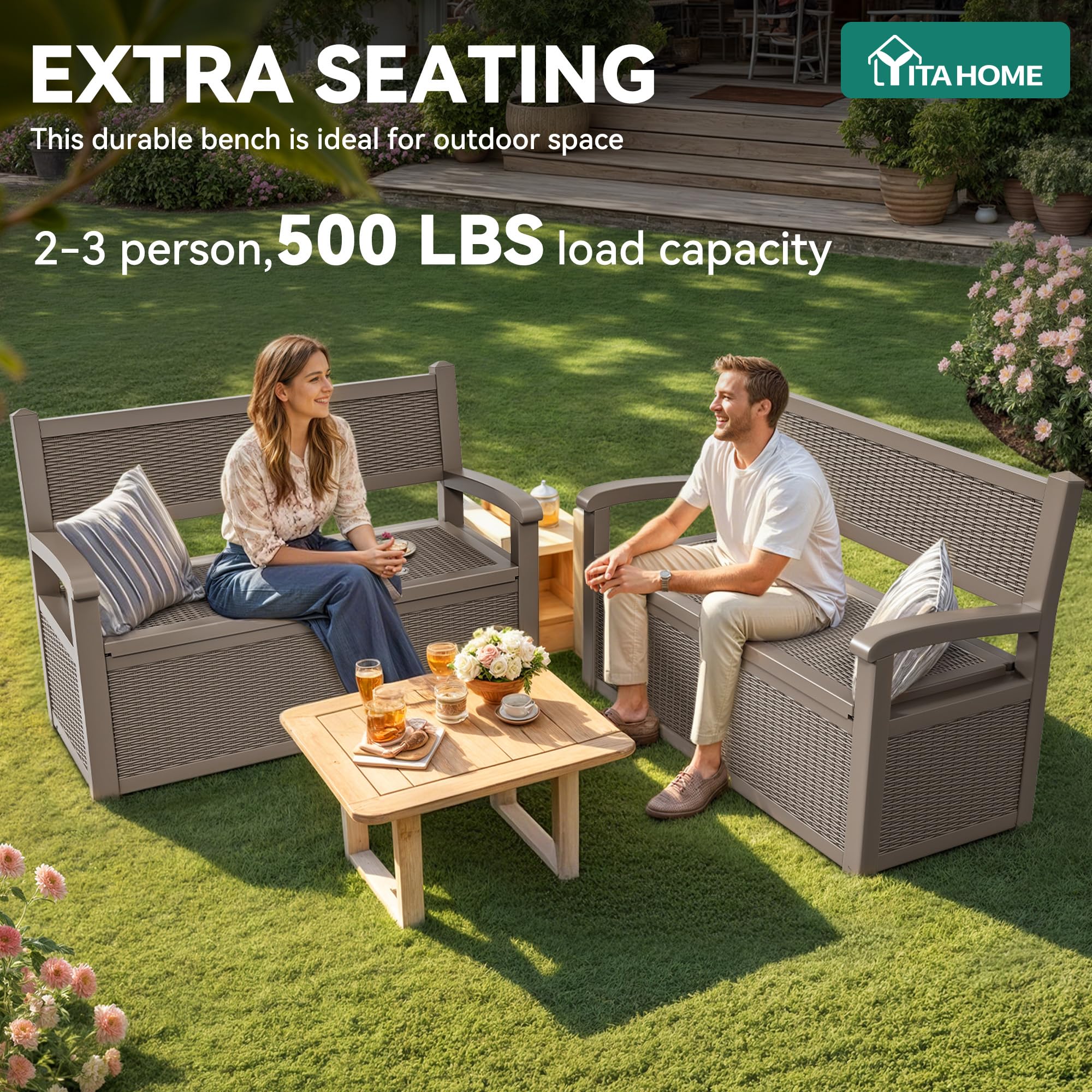 YITAHOME bench with cushions showing seating capacity and comfort