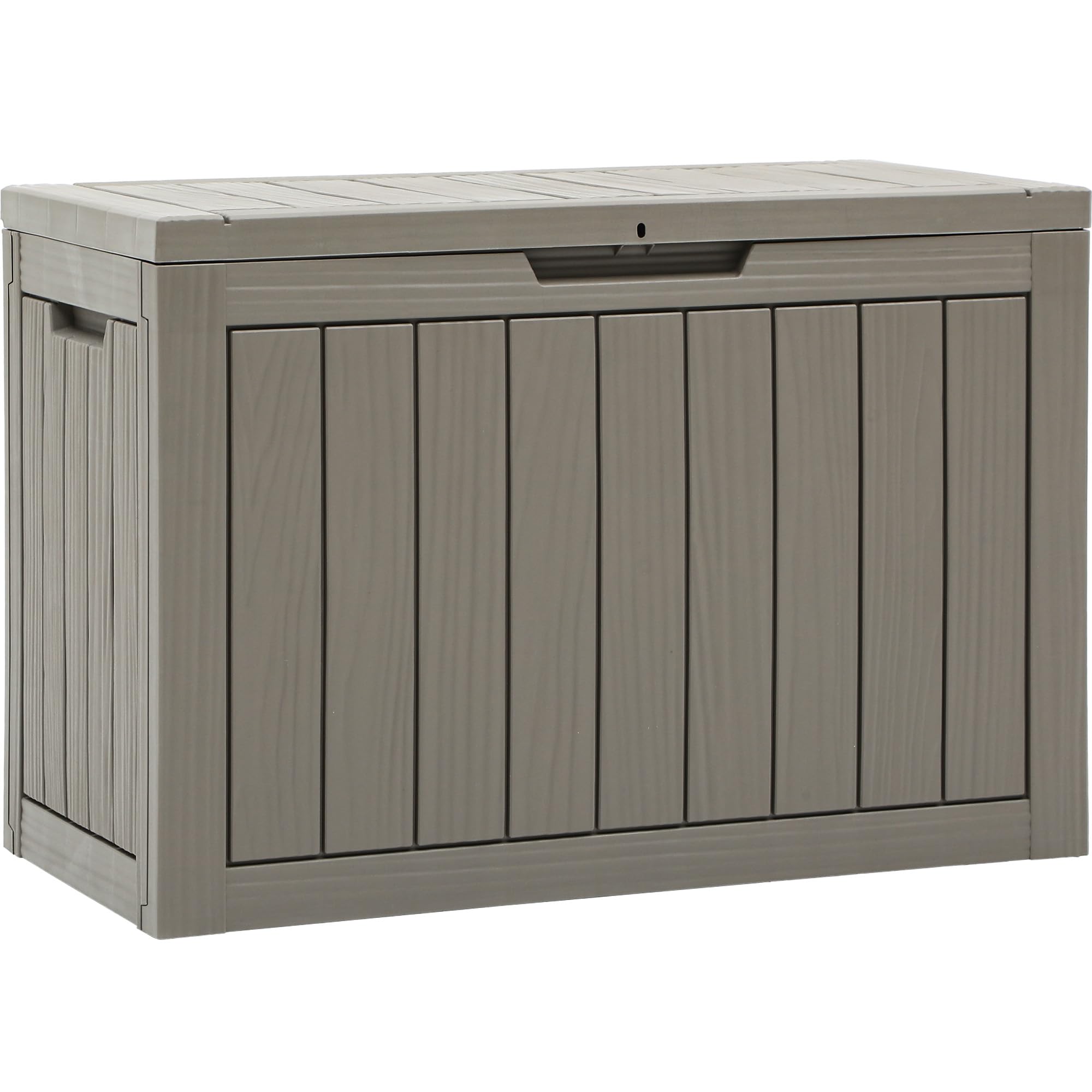YITAHOME deck box front view showing compact storage and seating benefit