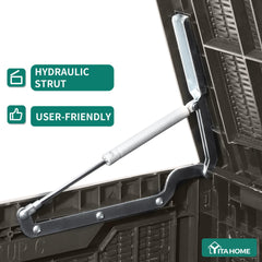 YITAHOME deck box open lid demonstrating easy access to stored items