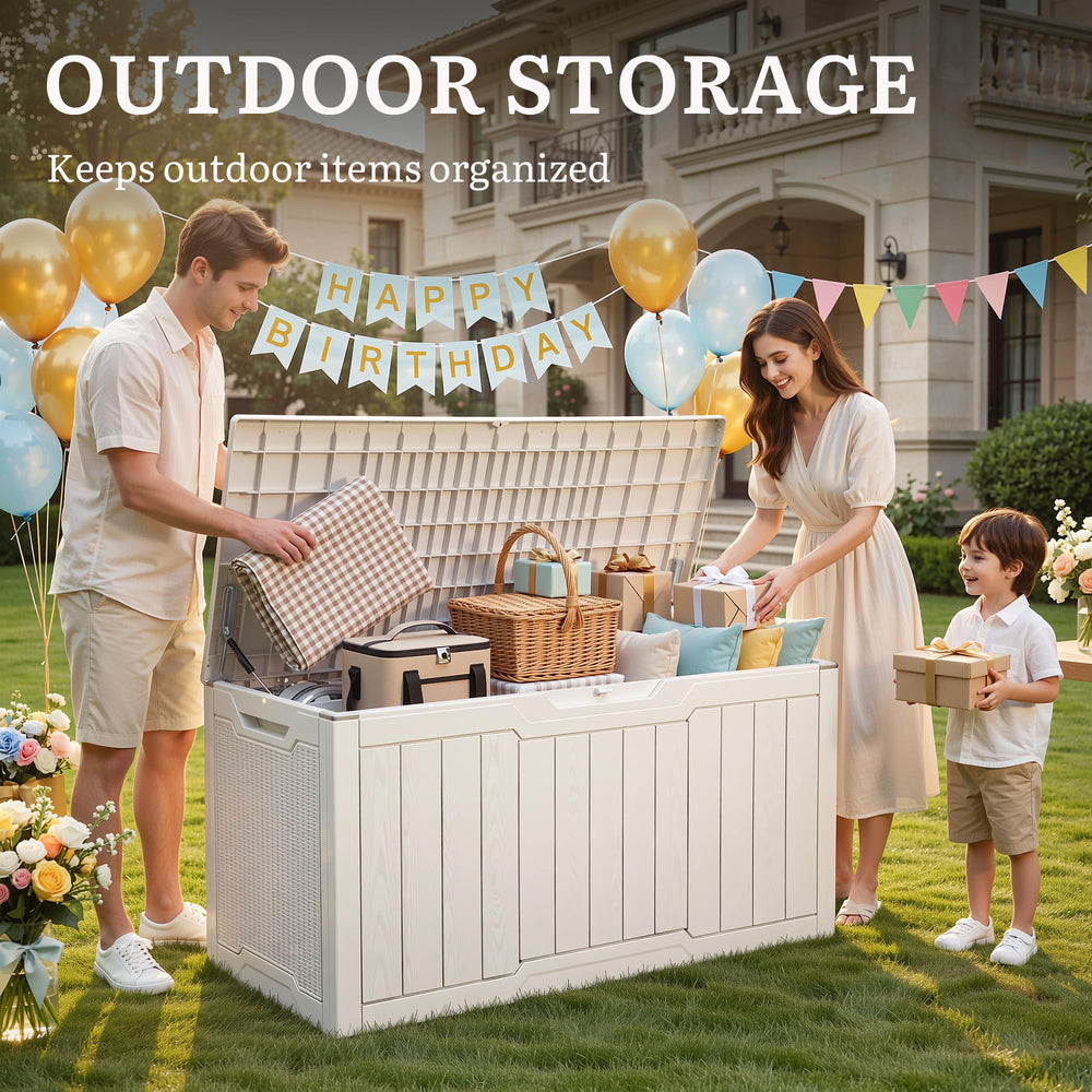 YITAHOME deck box open lid with hydraulic strut for easy access