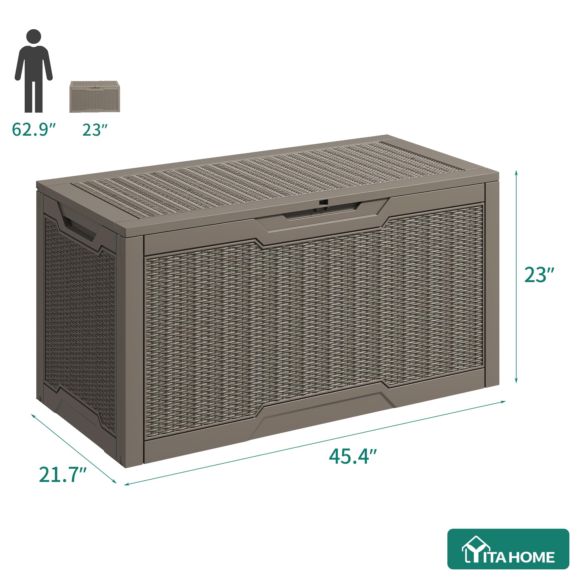 YITAHOME deck box ergonomic side handle detail for easier lifting benefit