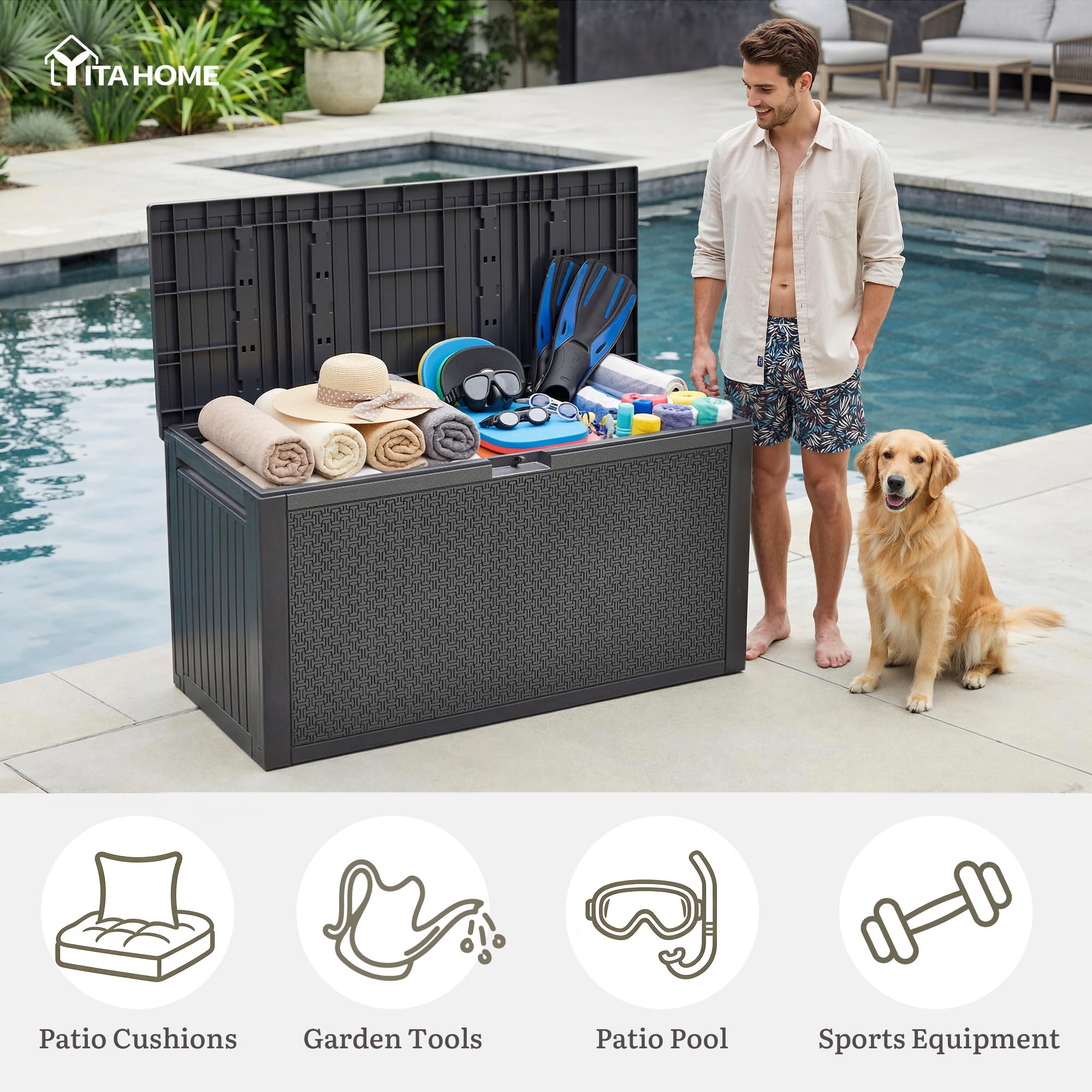 YITAHOME box next to stacked cushions showing size and capacity benefit
