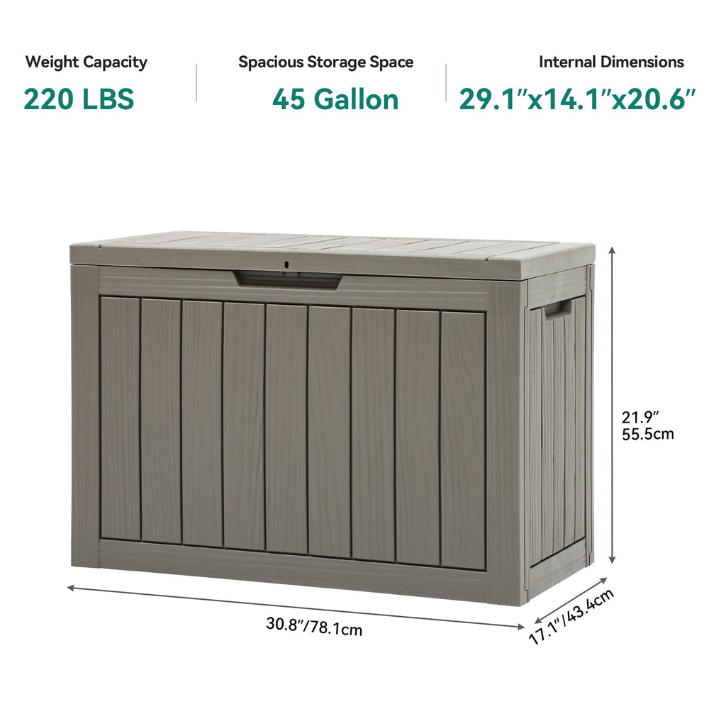YITAHOME deck box with water droplets demonstrating outdoor durability