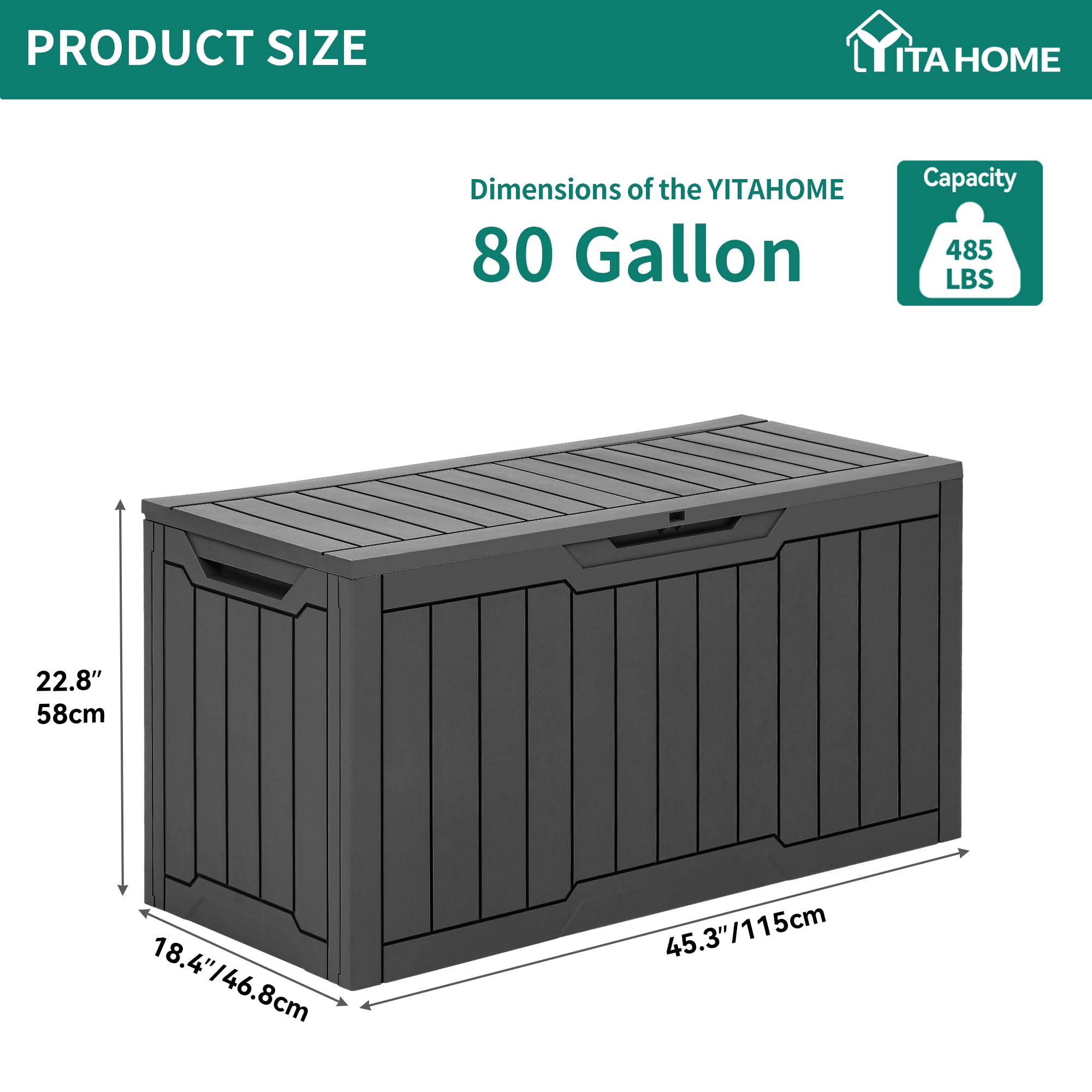YITAHOME next to measuring tape showing outside dimensions for planning placement and fit