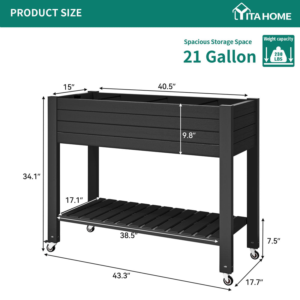 YITAHOME planter beside chair showing dimensions and balcony fit