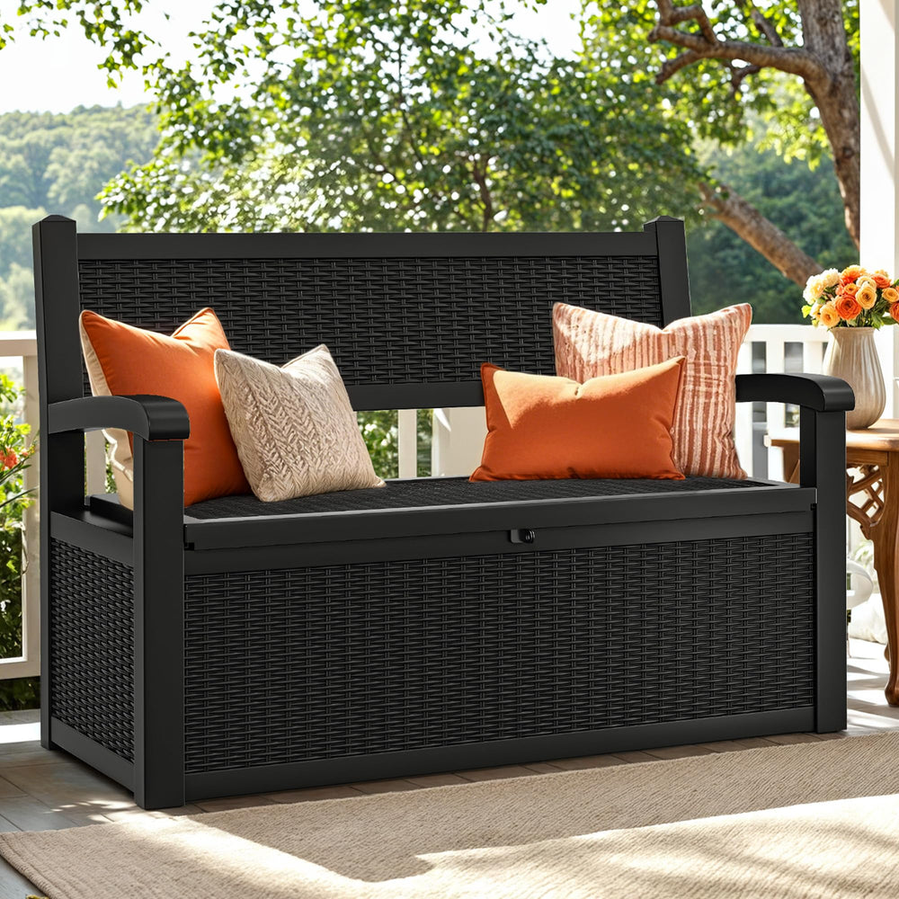 YITAHOME front view bench showing rattan finish and clean outdoor style