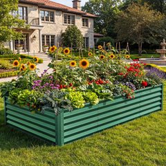YITAHOME front view of galvanized raised bed showing durable structure and roomy planting area