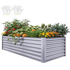 YITAHOME front view of galvanized raised bed showing roomy planting area and stability