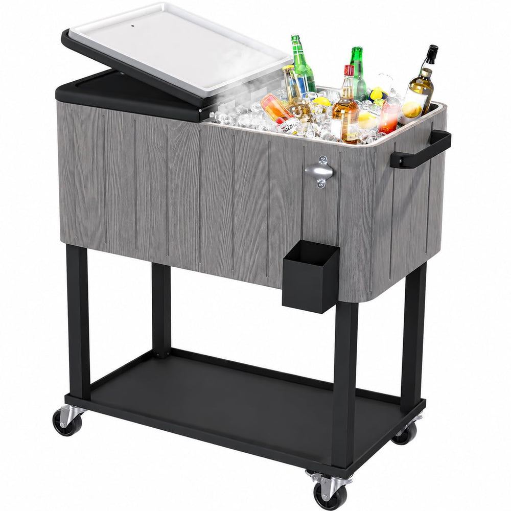 YITAHOME front view showing wood grain accent and stylish serving surface