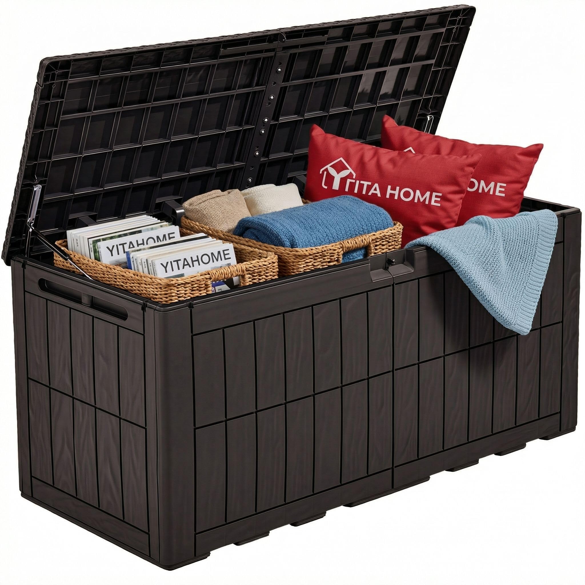 YITAHOME front view showing compact weatherproof storage and tidy patio benefit