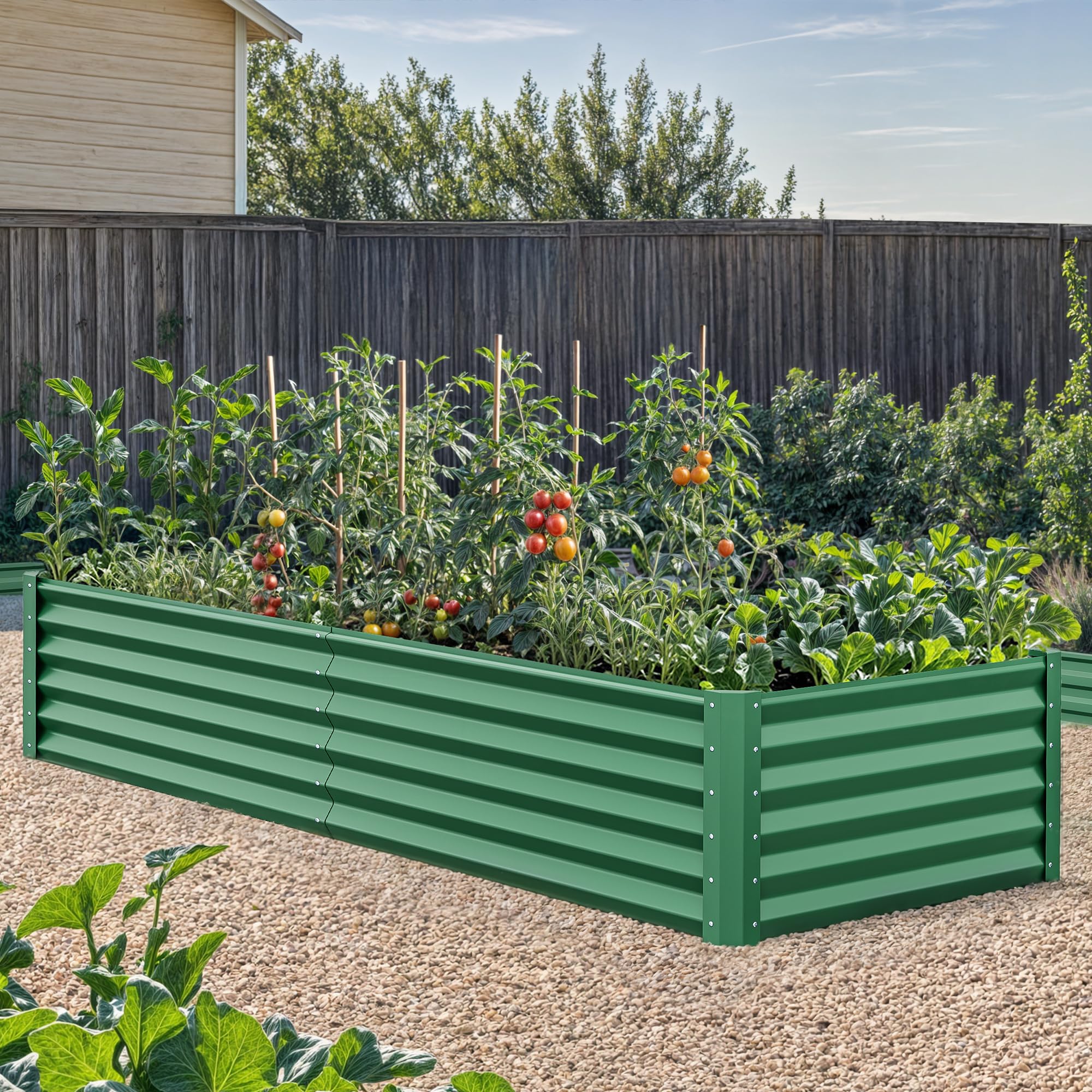 YITAHOME front view of galvanized raised bed showing durable construction and planting space